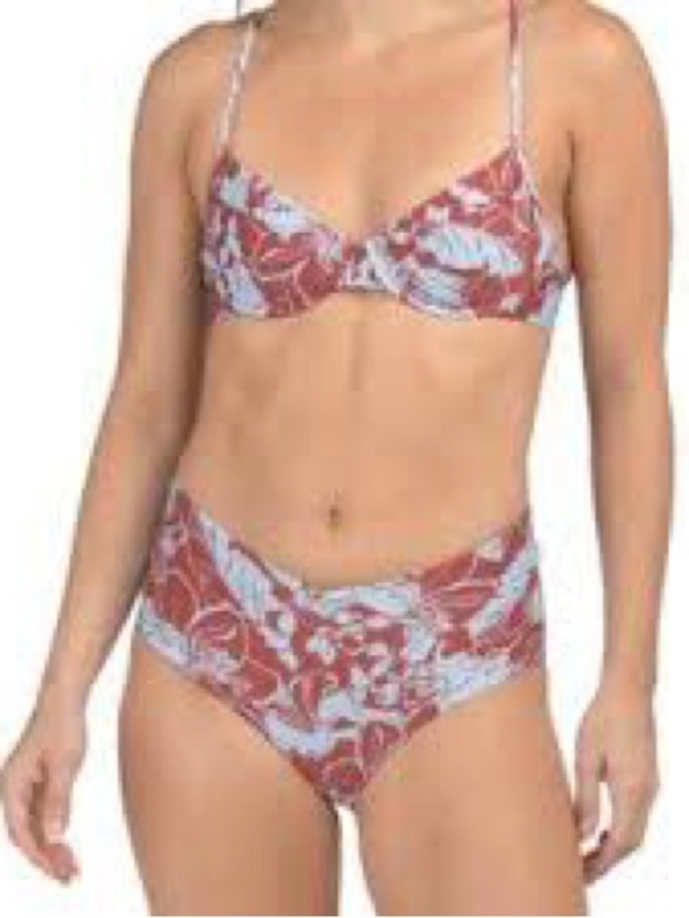 l*space Floral Bikini Set - Red & Light Blue